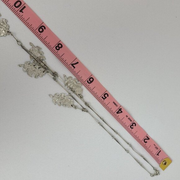 VINTAGE Hammered Leaf Pendant Charm Link Necklace - Picture 6 of 7